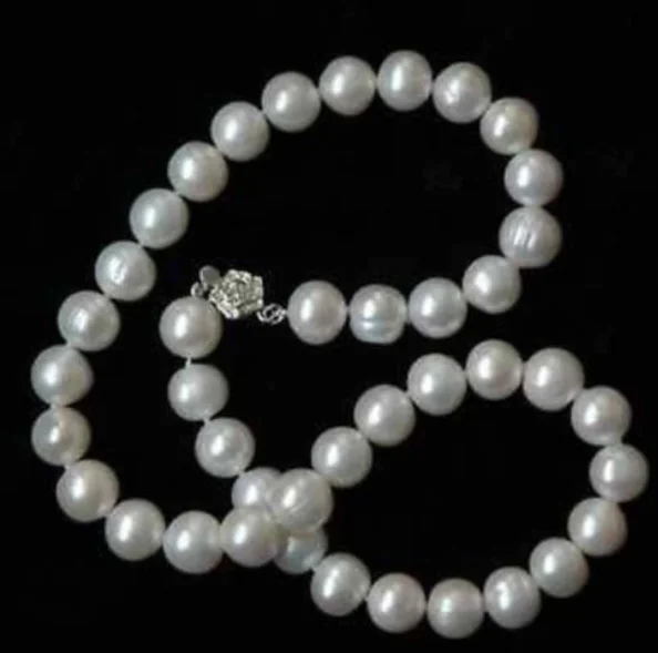 

hot Real Fresh water 8-9mm White Pearl Necklace 18"