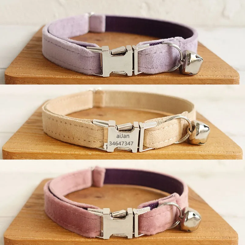 Personalized Cat Collar with Bell Customized Engraving ID Tag Nameplate Kitten Collars Necklace Puppy Bulldog Chihuahua Yorshire Personalized Cat Collar with Bell Customized Engraving ID Tag Nameplate Kitten Collars Necklace Puppy Bulldog Chihuahua Yorshire