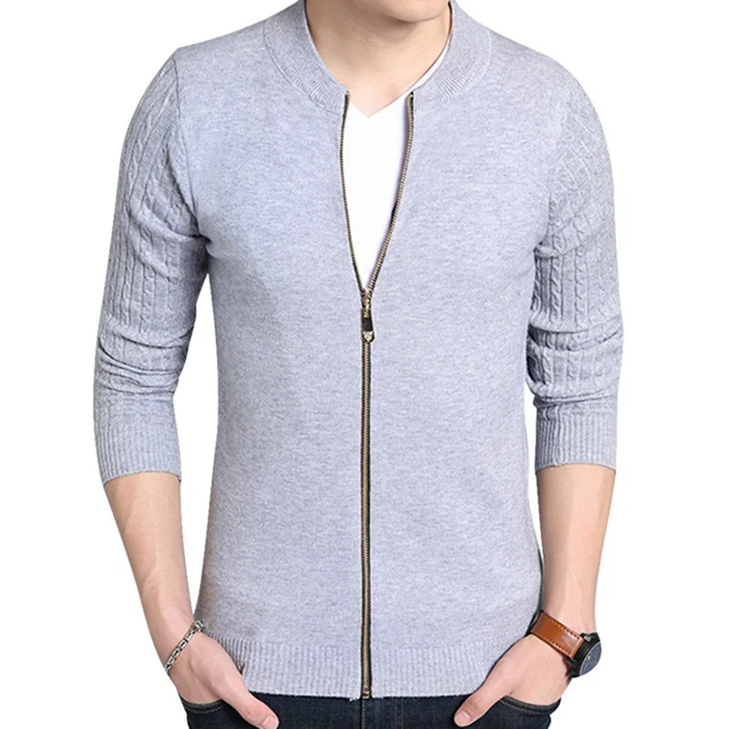 Men's Zipper Open Front Cardigan Sweater Jacket Style Sweaters Knitwear Warm Sweatercoat Cardigans Men Clothing J660