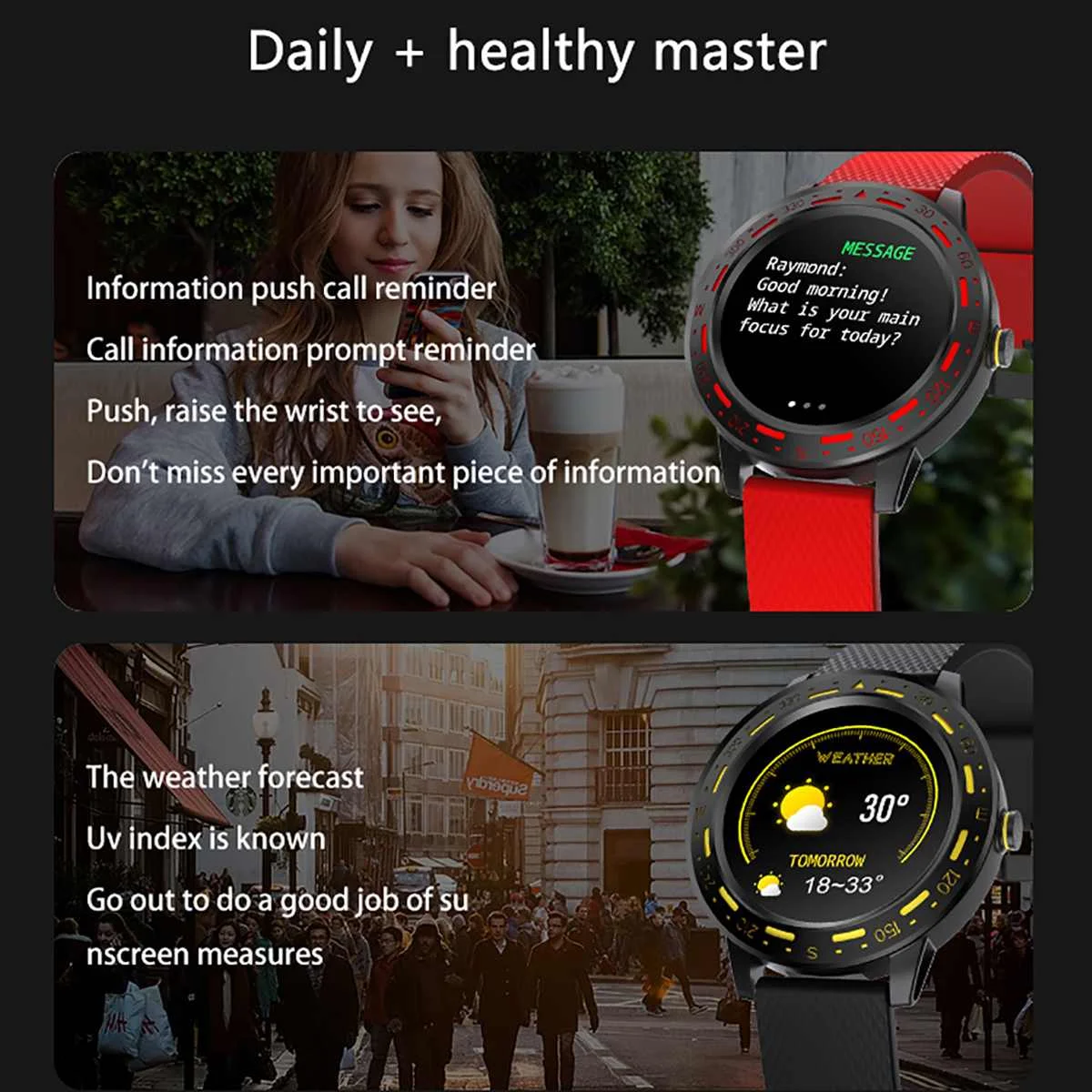 KINCO 1.3'' Color Screen Smart Bracelet Sports Watch bluetooth Phone Alarm Waterproof Heart Rate Monitor Fitness Tracker Band