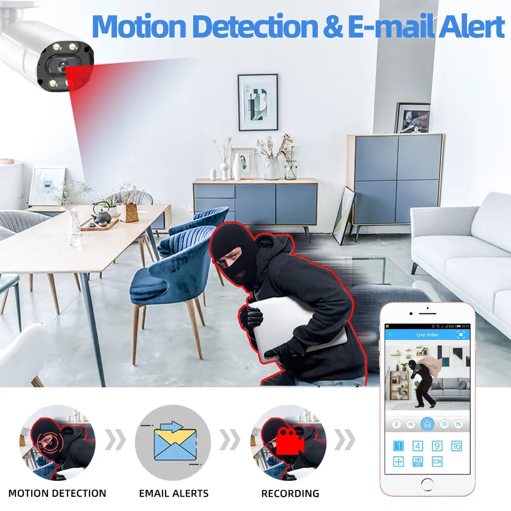 5MP HD Color Night Vision CCTV Security Camera System for Home H.265 8ch NVR Kit 5MP POE Video Surveillance Camera CCTV System