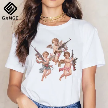 

Angel 90s Fashion T Shirt Women Kawaii Print Short Sleeved O-neck T-shirt Vintage Vogue Ullzang Tshirt Harajuku Top Tees Female