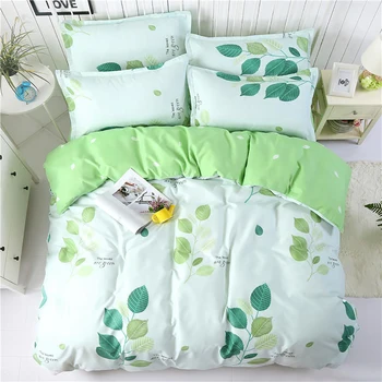 

Thumbedding Leaves Bedding Set Single Fresh Light Green Duvet Cover Nature Queen King Full Twin Single Unique Design Bed Set