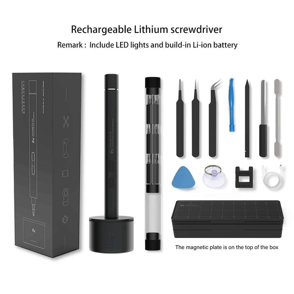 

1F Pro Mini Electric Screwdriver Rechargeable Cordless Power Screw Driver Kit With LED Light Lithium Battery