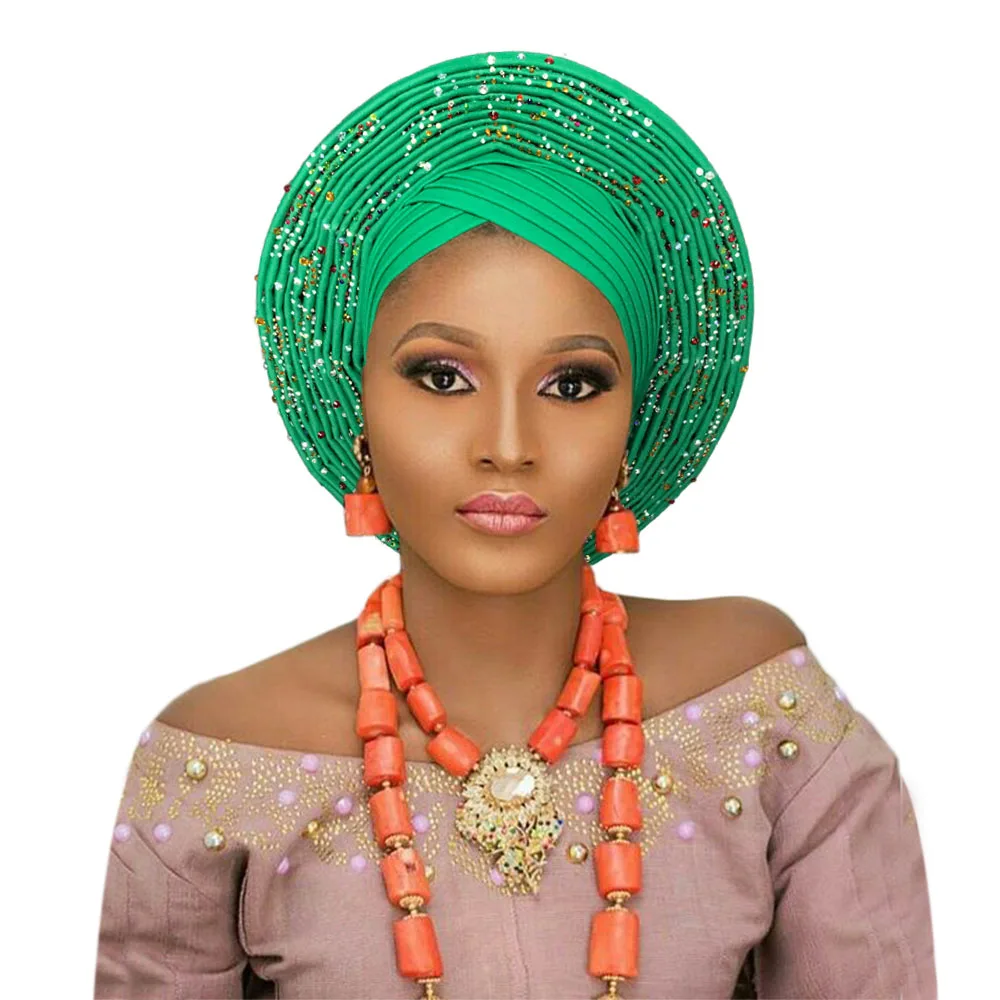 African headwraps for women African traditional headtie wedding auto gele women turban nigerian headwear (7)
