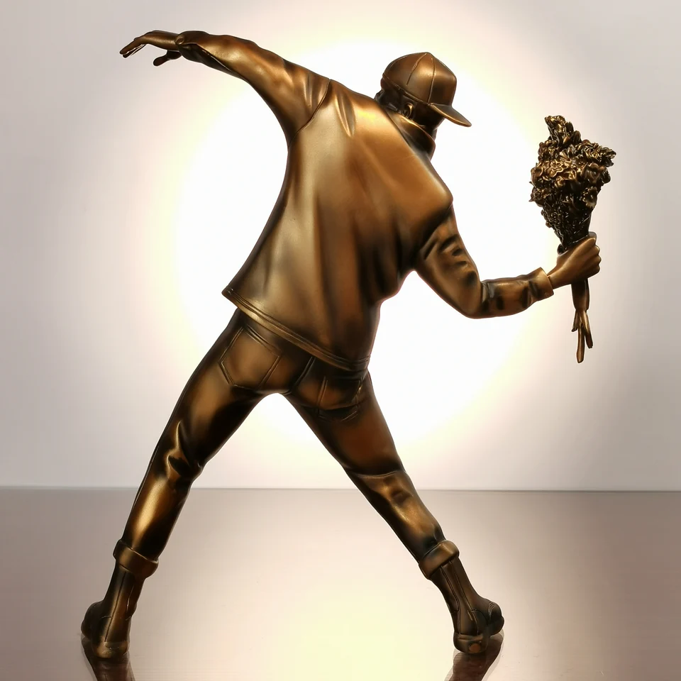 Banksy Flower Bomber Bronze Statue, Modern Art, Luxurious