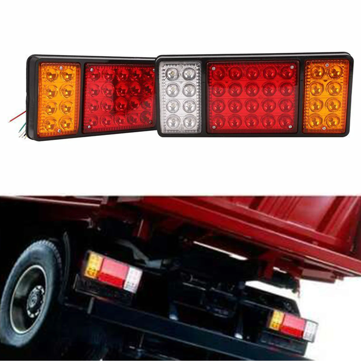 2pcs 36LED Waterproof Taillights Truck Brake Light Reverse Indicator Universal for 12V trailers trucks boat caravans lorry