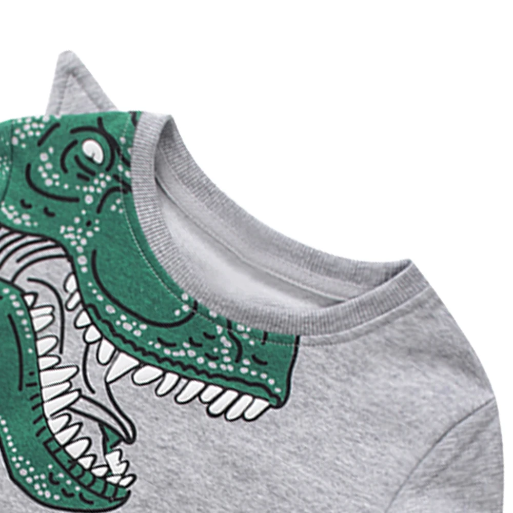 Children'S Cartoon Sweater Children'S Sweater Suit Set Boyssweater Autumn Sport Kids Dinosaur Set Pure Color Outdoor Hoodies