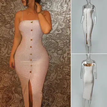 

Hirigin Women Summer Sleeveless Bodycon Party Evening Cocktail Short Midi Glitter Dress