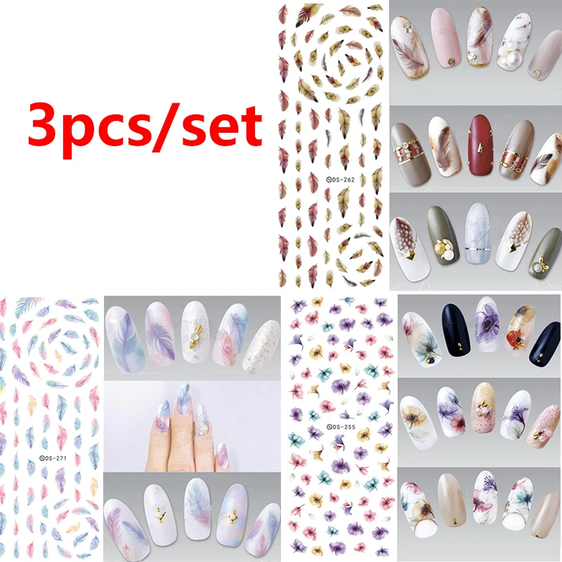 2/3 шт. 3D ногтей Стикеры s DIY Маникюр нейл-арта Стикеры с цветочным рисунком и персонажами мультфильма, фруктовый принт «переводятся с помощью воды, модные украшения для ногтей - Цвет: Style 17