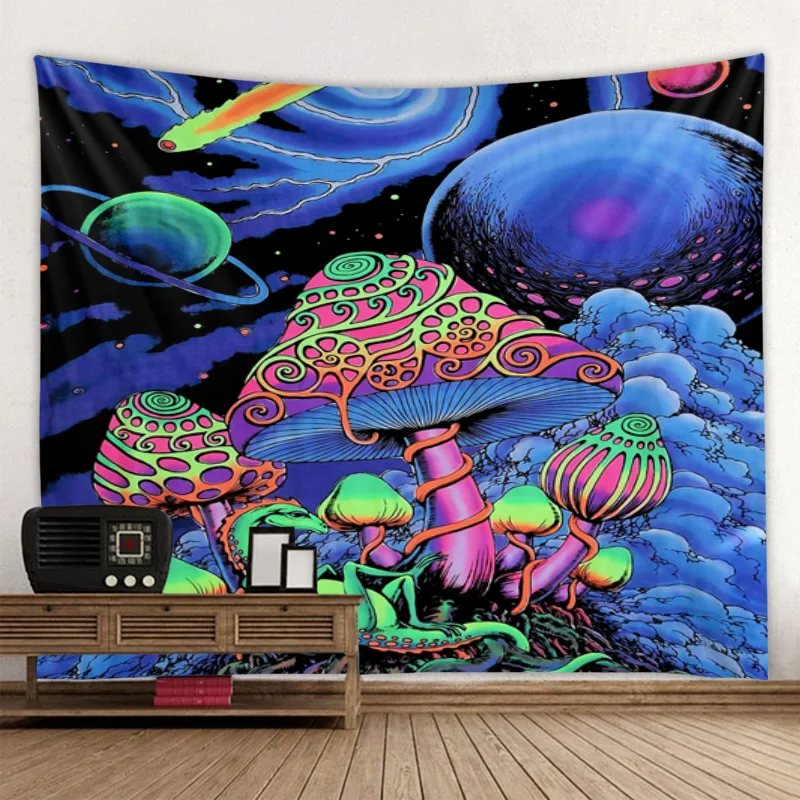 Tapiz Hippie Trippy, fondo psicodélico De Seta, decoración de fondo de pared, tapiz de tela, cintas de Mural Art Deco para el hogar