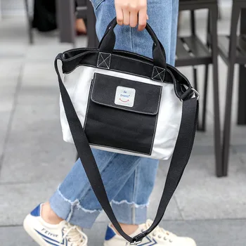 

Raged Sheep Cotton Canvas Tote Shoulder Carrying Bag Messenger Contrast Color School Travel Women Reusable Folding Shopping Bags