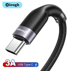 Elough-Cable de datos tipo C QC 3,0, cargador de carga rápida, USB, para Xiaomi, Poco, Samsung, Huawei, teléfono móvil