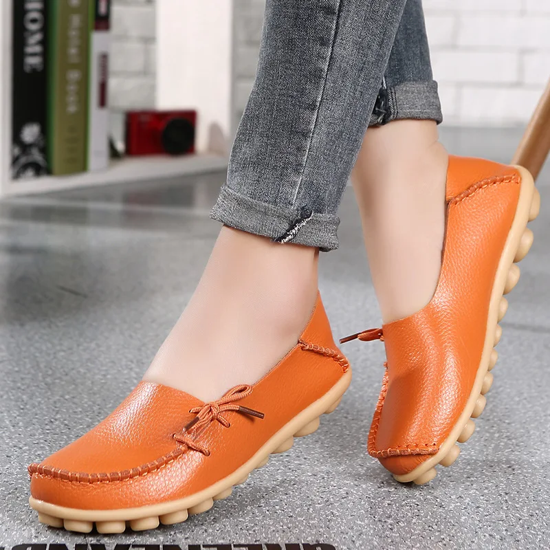 

Spring And Autumn New Style Casual Shoes Anti-slip Soft-Sole Mom Shoes Genuine Leather Versatile Moccosins Large Size Nurse Shoe