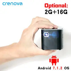 CRENOVA новые DLP проектор Android 7.1.2OS Wi Fi Bluetooth для Full HD 1080 P дома театральный фильм портативный проектор