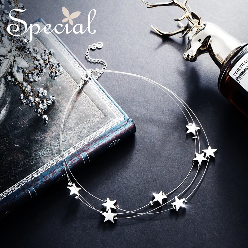 

Special 2019 multi-layer star tide necklace with high cold neck chain shows thin collarbone chain S1922N
