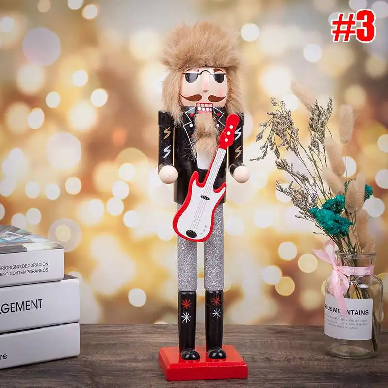 3 Style 38CM Christmas Nutcracker Rockers Christmas Decoration Santa Claus Doll Wooden Nutcracker Ornaments