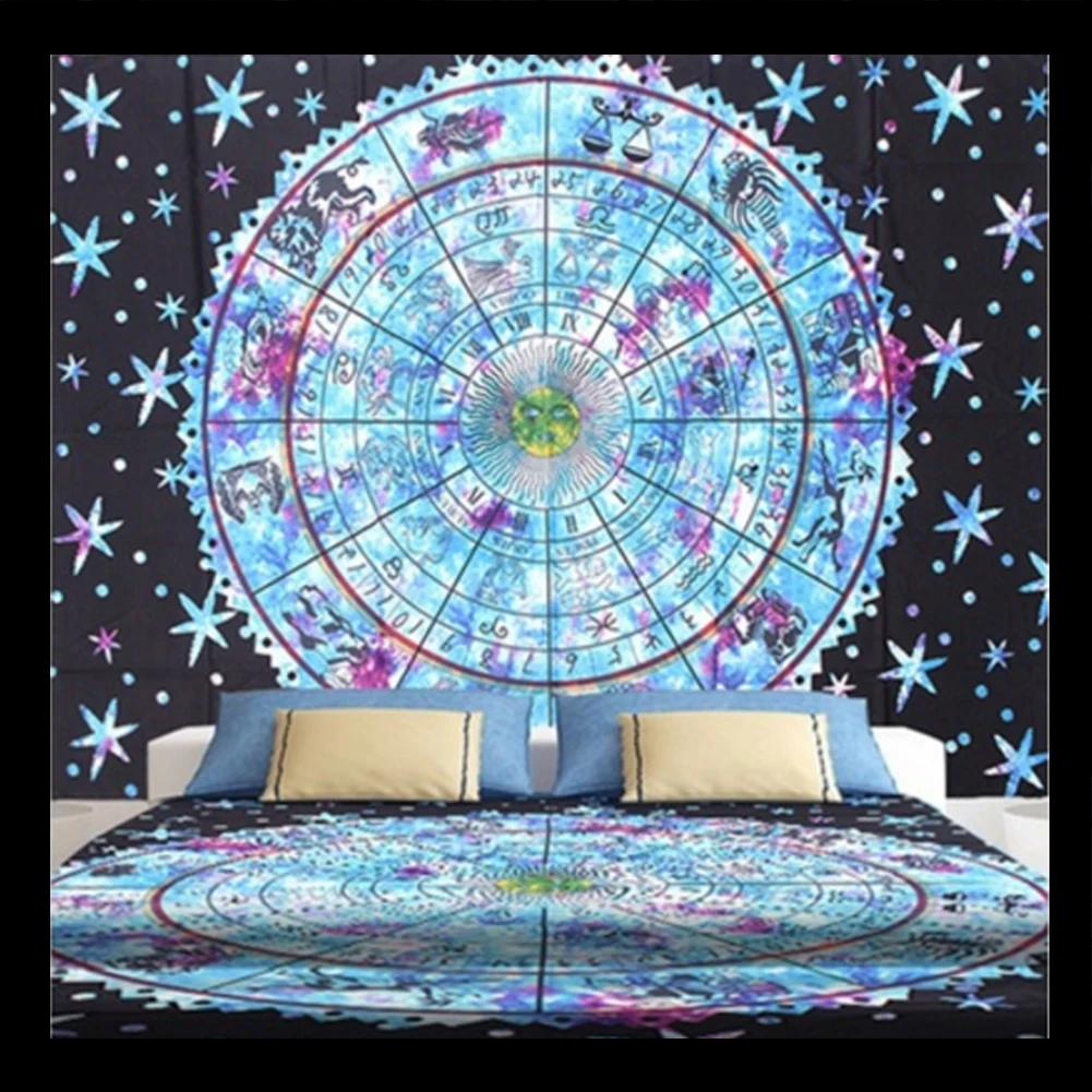 

Astrology Indian Mandala Tapestries Wall Hanging Hippie Bedspread Beach Throw Towel Blanket Bohemian Room Decoration