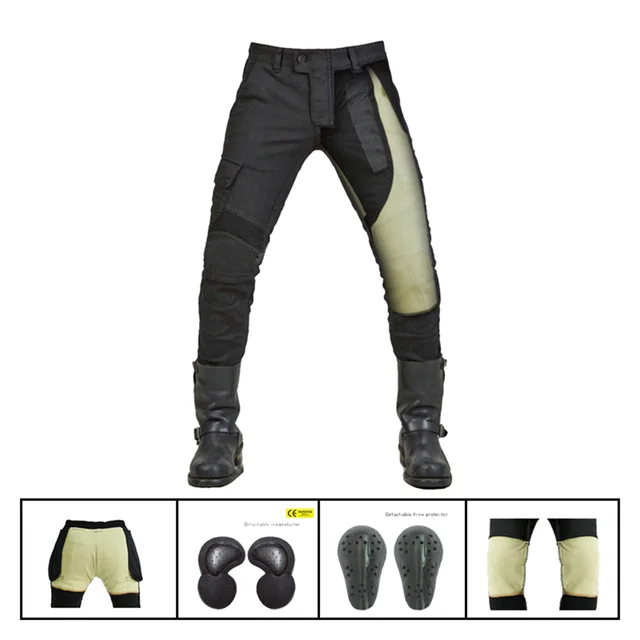 Motorcycle Pants Moto Protection Motocross Jeans Rodilleras Moto Jeans Men Motorcycle Motocross Pants Four Seasons Breathable 114-Black