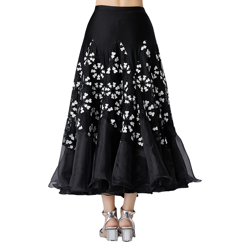 

Ballroom Dance Skirt Flower Long Skirt Big Swing Modern Dance Women Tango Stage costumes Flamenco Belly Dance Skirt Waltz Dance