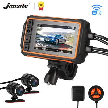 

Jansite Motorcycle DVR Dash cams 1080P Registrar GPS Track Playback Real-time Speed Display Night Vision Waterproof Rear Cameras