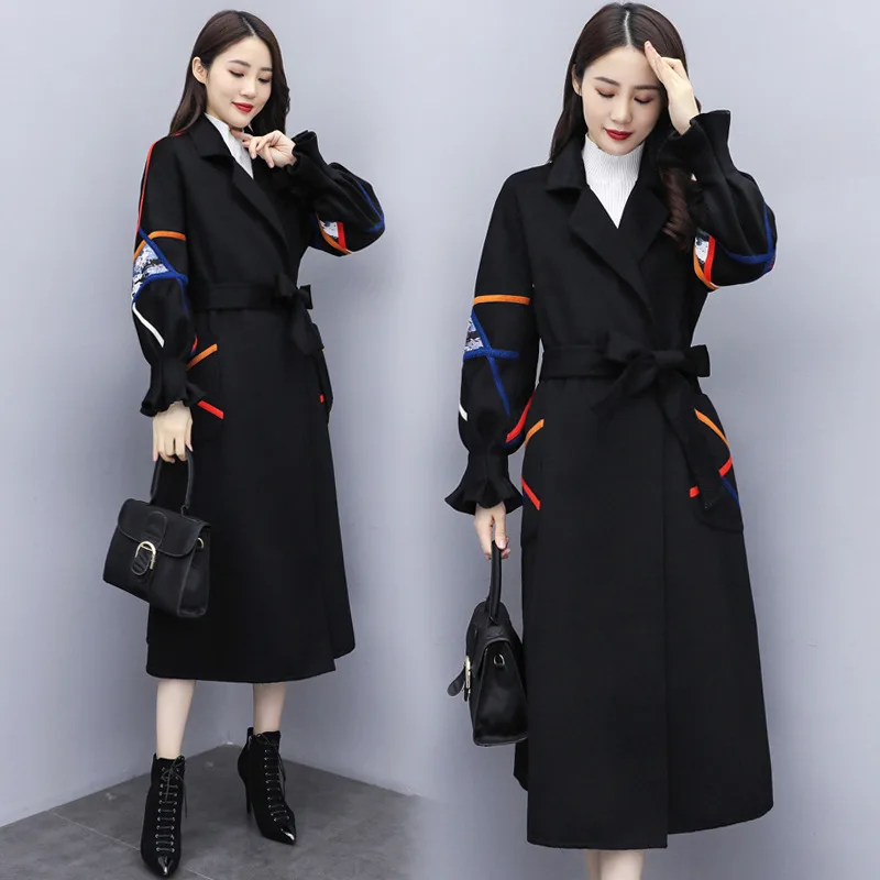 

Woolen Jacket Mid-length 2019 Autumn And Winter New Style WOMEN'S Dress Korean-style Loose Thick Versatile Popular Woolen Overco