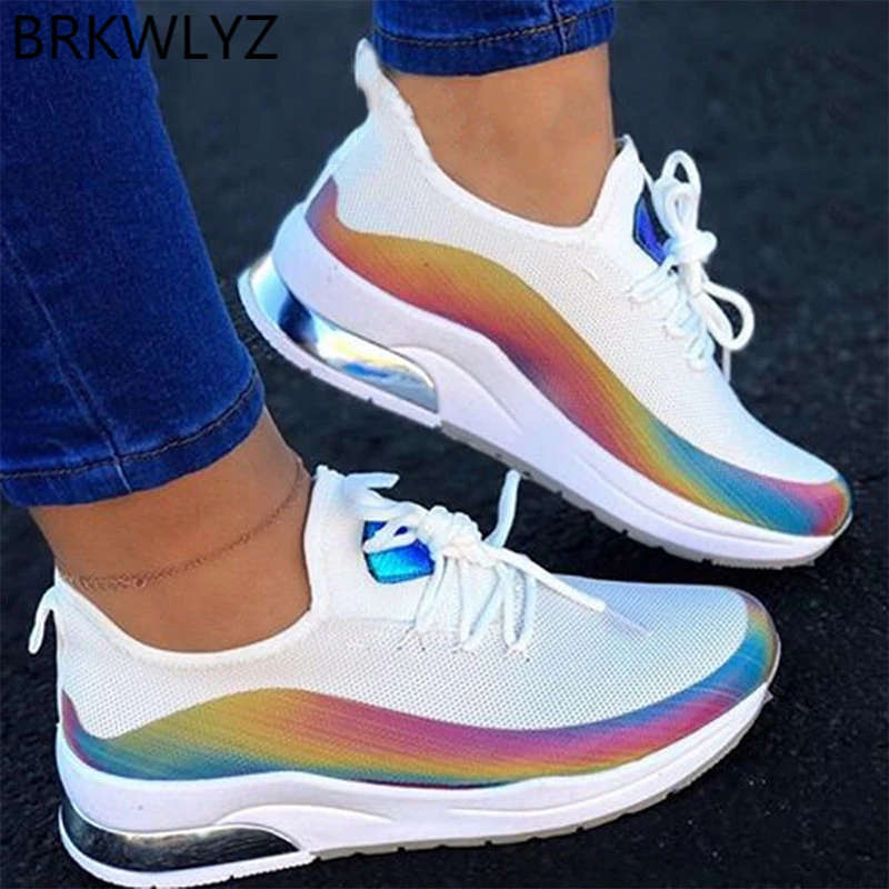 Women Colorful Cool Sneaker Ladies Lace Up Vulcanized Shoes Casual Female Flat Comfort Walking Shoes Woman 2020 Fashion women's vulcanize shoes good for plantar fasciitis