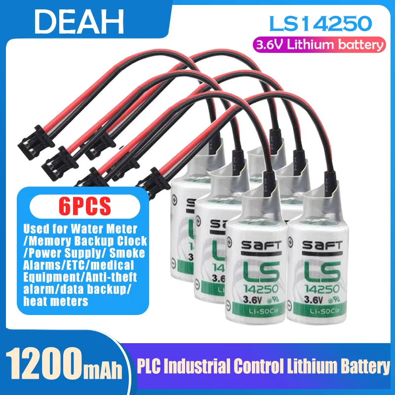 6 шт./лот новый оригинальный SAFT LS 14250 LS14250 3 V 1/2 AA 1/2AA Первичная батарея ПЛК литиевая