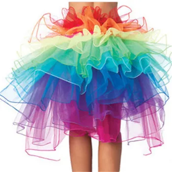 

Women Party Costume Petticoat Princess Tulle Tutu Skirts For Women Fancy Rainbow Mesh Prom Tail Tutu Skirts Women Clothing 2019