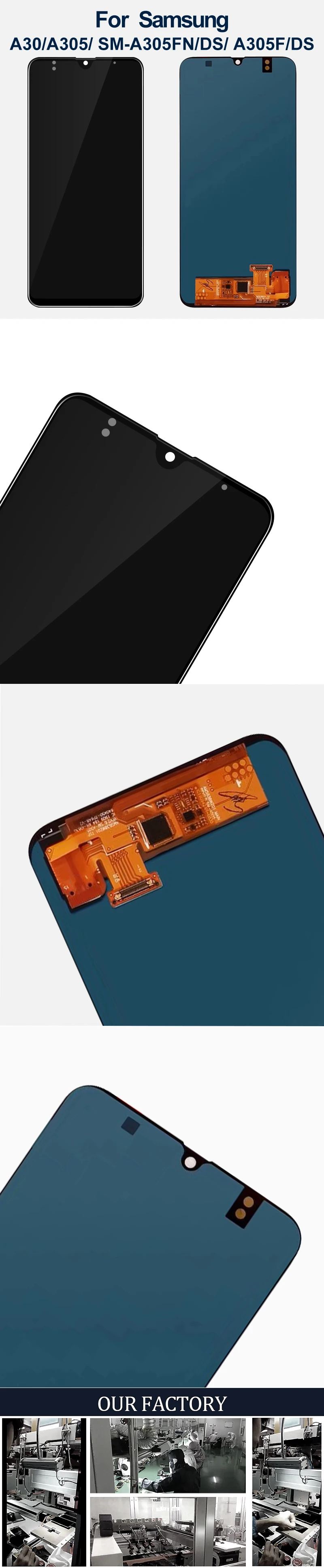 Супер AMOLED 6,4 ''ЖК-дисплей для SAMSUNG GALAXY A30 lcd A305/DS A305F A305FD A305A кодирующий преобразователь сенсорного экрана в сборе запчасти