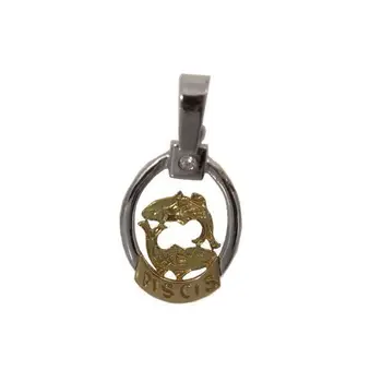 

Pendant sterling gold bicolor sign horoscope Pisces Zodiac