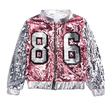 

Girls Dance Costume Coat Kids Hip Hop Vest + Shorts Suit Street Sequins