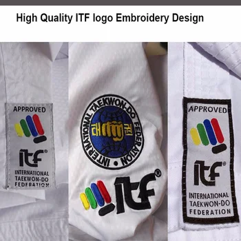 2020 Hot Sale ITF approved Taekwondo Student Uniform Doboks With Design Embroidery Kimono Pattern Cotton