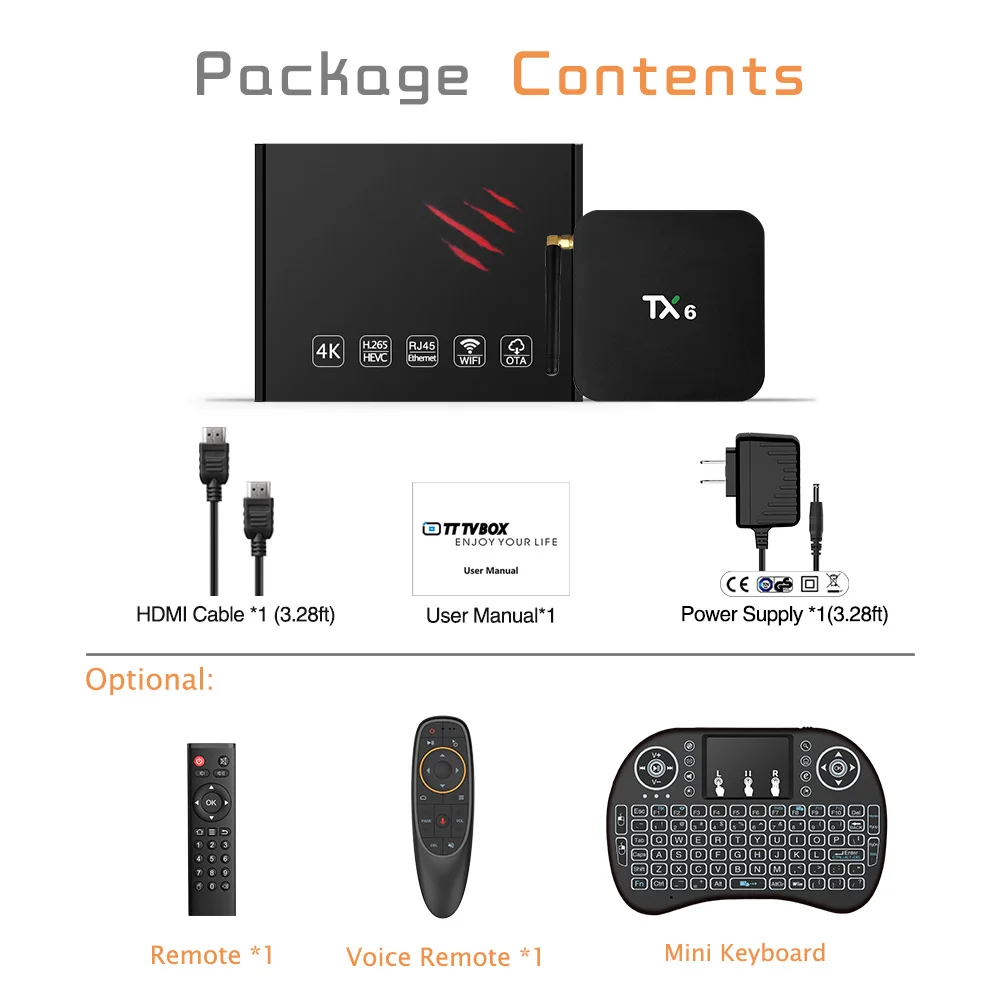 ТВ бокс Android 9 0 TX6 Allwinner H6 Четырехъядерный 4G 64G Wifi BT4.1 смарт 4K 3D проигрыватель Google Tanix
