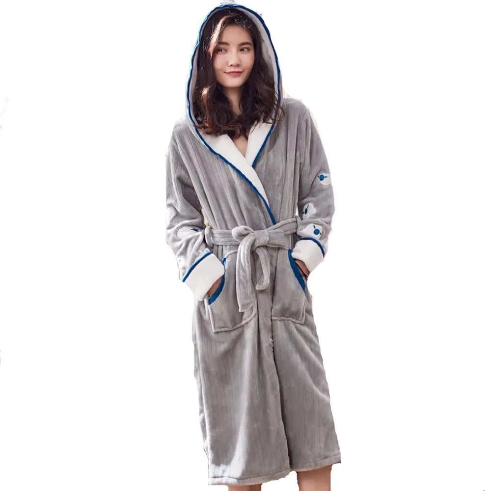 

Pajamas women coral fleece winter thickening and lengthening ladies flannel lace long-sleeved home service