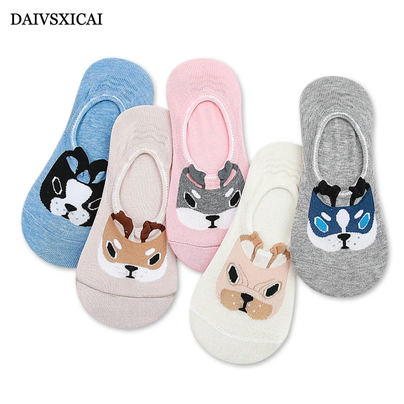 5 пара/лот = 10 штук, летние женские хлопчатобумажные носки, повседневные незаметные женские Носки с рисунком