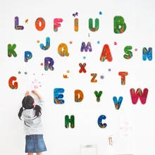 Самоклеющиеся креативные настенные наклейки из ПВХ, стиль, 26 букв, детская комната, обучающая Экологически чистая Mu