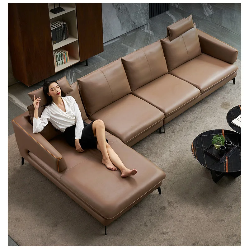 يعترف ميو ميو ملك  Sofá de cuero de lujo, moderno y minimalista, para sala de estar, sofá  esquinero de alta gama, tipo L|Sofás para sala de estar| - AliExpress
