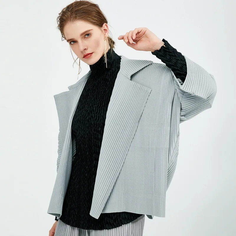 Miyake весеннее новое пальто с отворотом и рукавом летучая мышь короткое утолщенное тонкое женское пальто