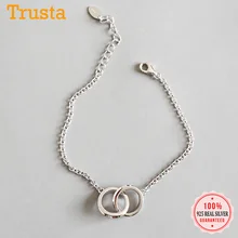 Trustdavis модный браслет из стерлингового серебра 925 пробы сладкий минималистский два полых круглые браслеты для женщин Свадебные украшения подарок DS2284