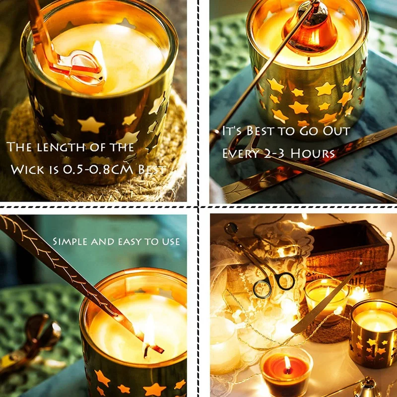 PHFU-Candle Snuffer набор аксессуаров для свечей, лучший подарок с триммер для фитилей, фитиль ковш и колокольчик