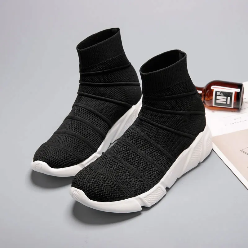 Balck MWY/Популярные эластичные тканевые носки; кроссовки; dames schoenen; дышащие пары; Беговая спортивная обувь; женская обувь; мужские кроссовки - Цвет: Balck