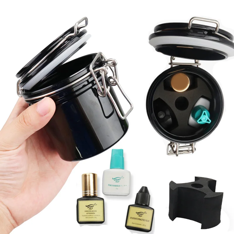 

Eyelash Glue Storage Tank Container Adhesive Stand Activated Carbon Sealed Storage Jar for Eyelashes Extension Durable To Use