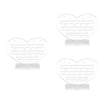 

3 Pieces Clear Heart Acrylic Hook Stud Earrings Jewelry Display Organizer