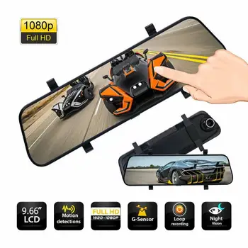 

10 Inch 1080P Car Video Dash Camera DVR Dual Lens FHD Rear View Mirror Touch Screen Vehicle Camera Dash Cam With Night Vision