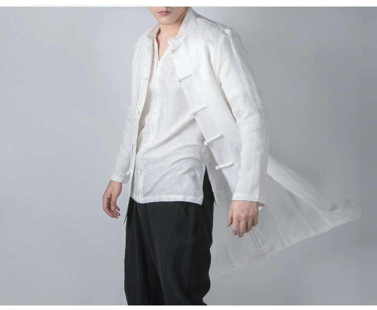 Мужской повседневный Тренч с длинными рукавами мужское хлопковое белье Hanfu высококачественный бутик Тан костюм винтажный Чонсам мужской кунг-фу пальто