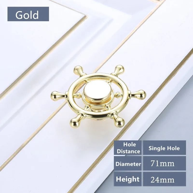 Gold Modern Design Gyro Handles Cupboard Door Cabinet Drawer Furniture Hardware Cabinet Knobs Pull Handles Children's round handle - Цвет: Gold