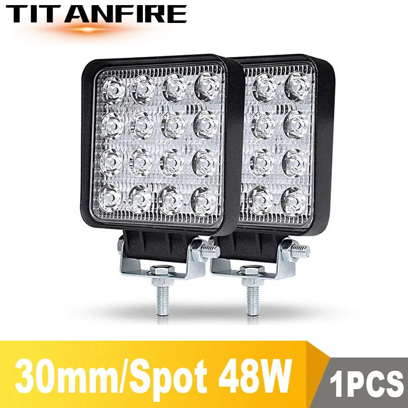 TF30 4x4 Светодиодный точечный/наводняющий рабочий светильник 9-30 в для автомобиля 48 Вт 6000лм 64 Вт 8000лм внедорожный светодиодный светильник для внедорожника, внедорожника, автомобиля 12 в 24 в 6000K - Цвет: 48W 2Pcs Spot