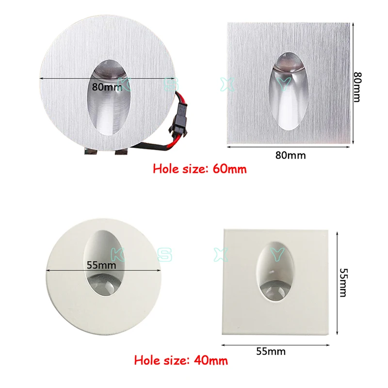 Aluminum Modern Brief LED Stair Light 85-265V 1W 3W Embedded Spotlight Background Light Step Aisle Lamp