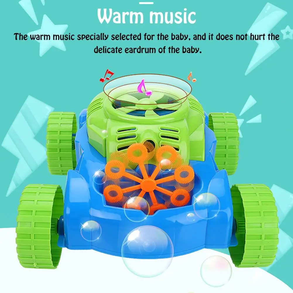 Электронная пузырчатая косилка Walker Bubble воздуходувка машина с музыкой игры на открытом воздухе игрушки для толкания для детей возрастом от 2 до 6 лет